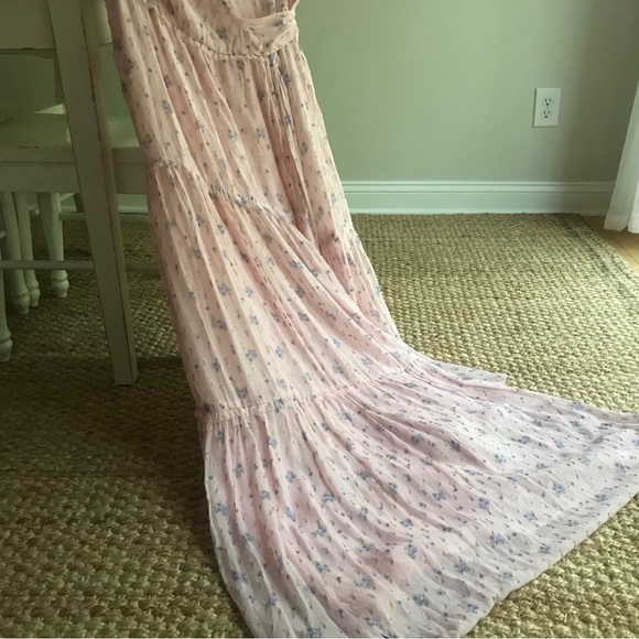 New with Tag: LoveShackFancy Bobbi Floral Chiffon Tiered Maxi Wrap Dress. - Picture 7 of 11